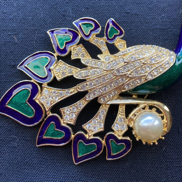 Vintage Large Peacock Pin. Jewels and enamel - Picture 3 of 15